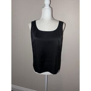 St. John Caviar Tank Top Womens Size Small Black 95% Silk 5% Spandex Sleeveless